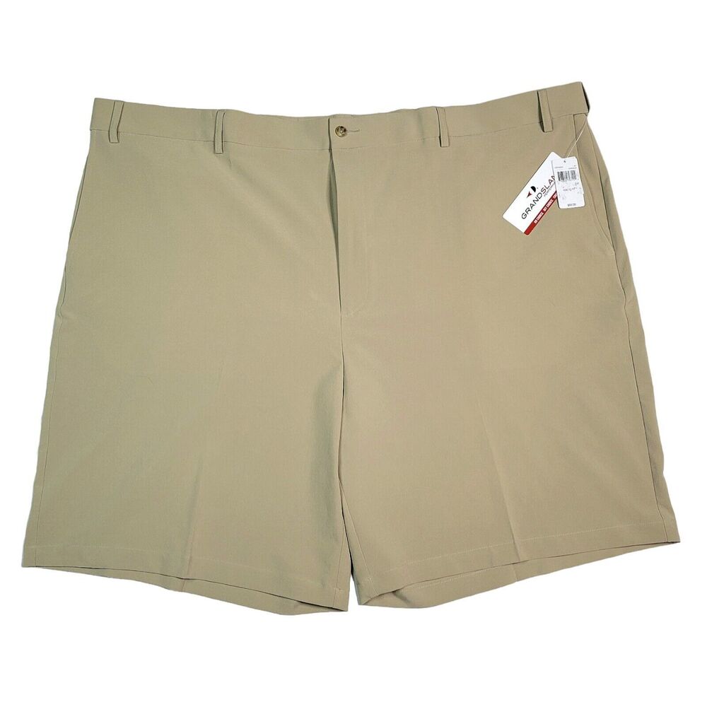 NEW Men's GrandSlam Off-Course Golf Shorts Khaki Tan Sz 54 Expandable Waistband